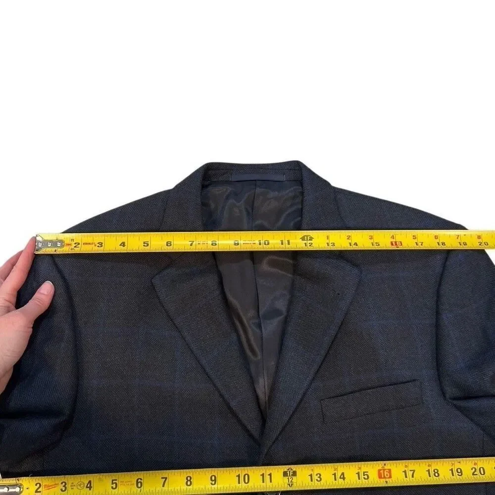 Burberry London Bond Street 2 Button Navy Blue Pinstripe Suit Sz 42 Long Pleated